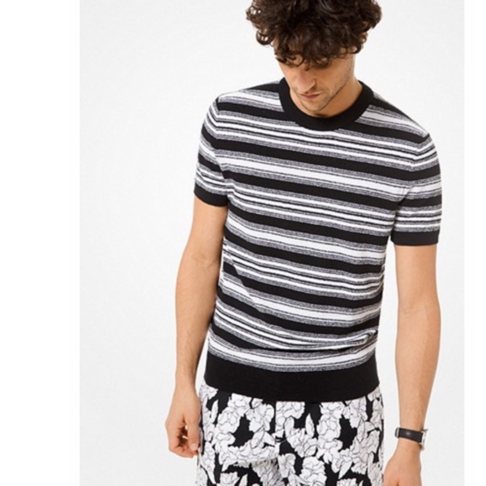 3/$20 MK Striped Boulce Cotton Blend Sweater